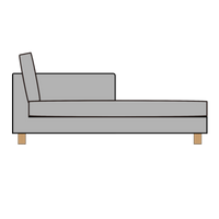 肘付寝椅子ユニットLサイズ<br>本体＋背あてクッション×1＋寝椅子シートクッション×1