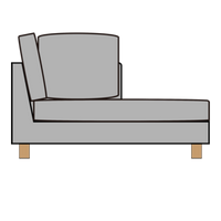 肘付寝椅子ユニットMサイズ<br>本体＋背あてクッション×2＋寝椅子シートクッション×1